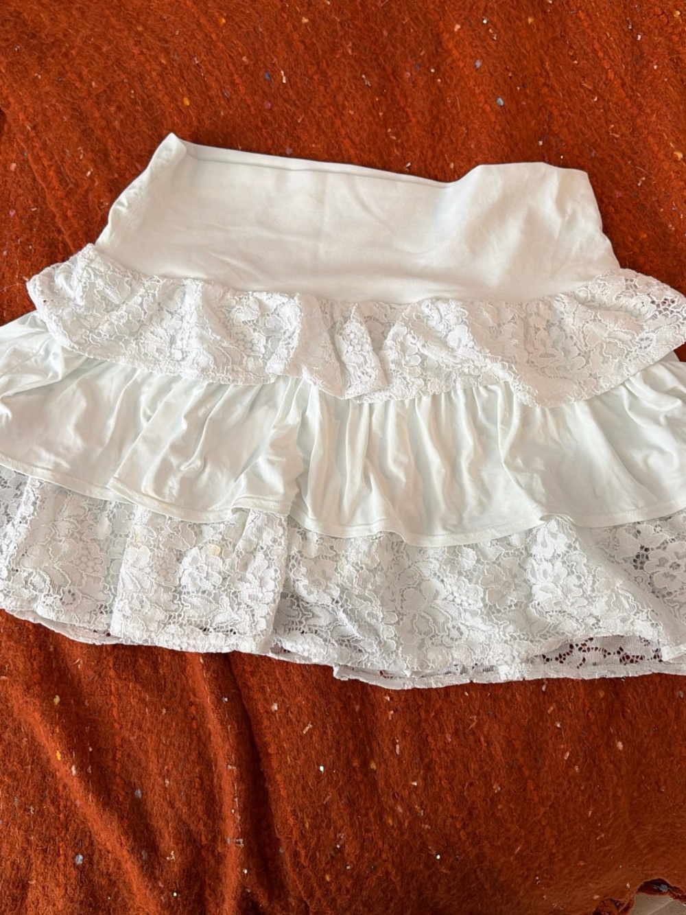 JoyLab White Lace Tiered Mini Skirt